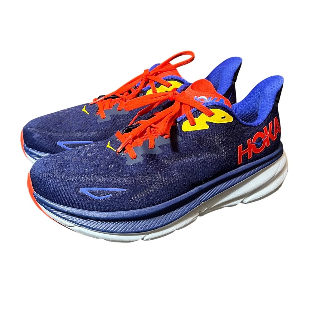 Hoka One One Clifton 9 Bellwether Blue Low Top Lace Up Running Sneakers 10D